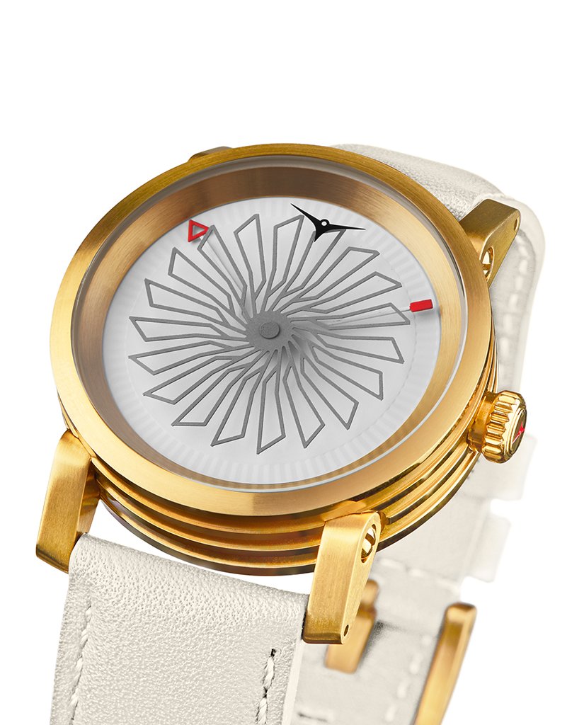 The ZINVO Blade Eclipse Watch: Yellow Gold & White Leather – zinvo-dev