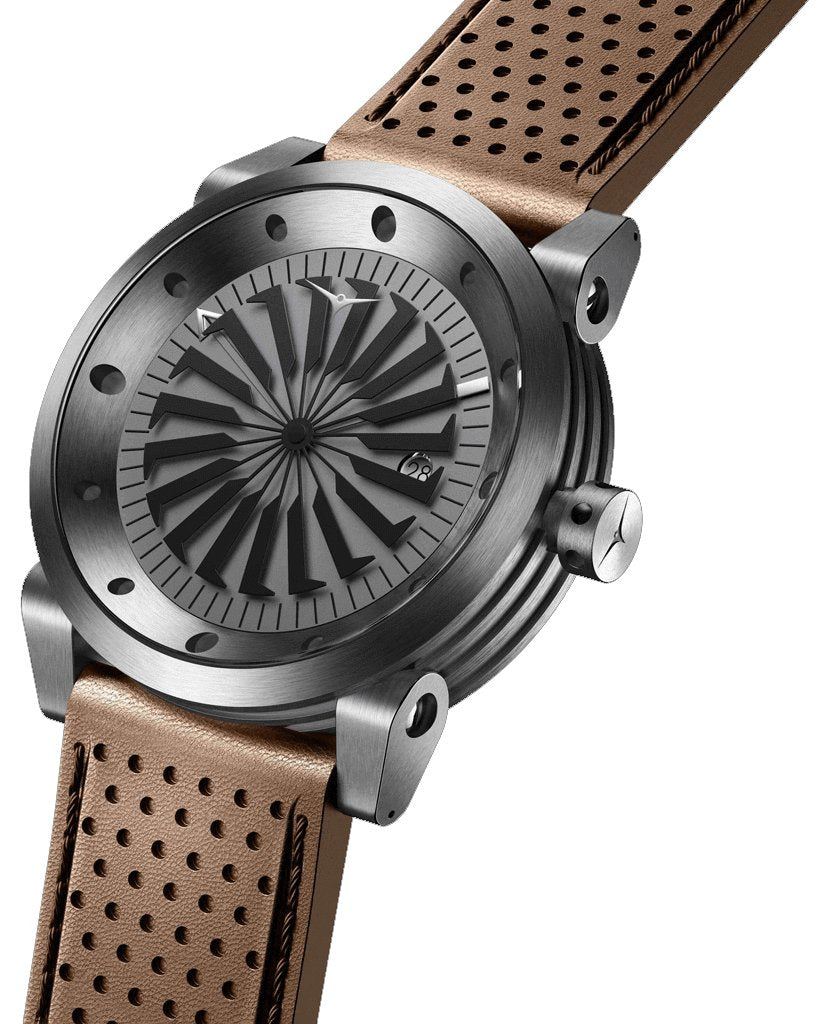 Mens Gunmetal Watch with Tan Leather Strap Zinvo Blade Encore