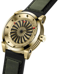 Mens Gold Watch with Black Leather Strap Zinvo Blade Gold