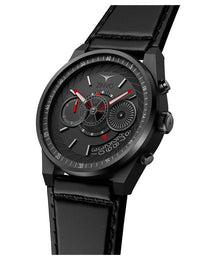 Mens Black Watch with Black Leather Strap ZINVO Chrono Black