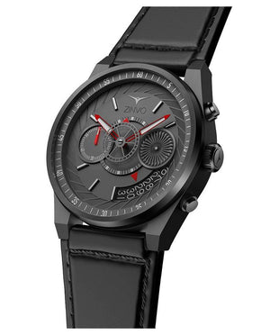 Mens Matte Grey Watch with Black Leather Strap ZINVO Chrono Gunmetal