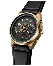 Mens Gold Watch with Black Leather Strap ZINVO Chrono Gold